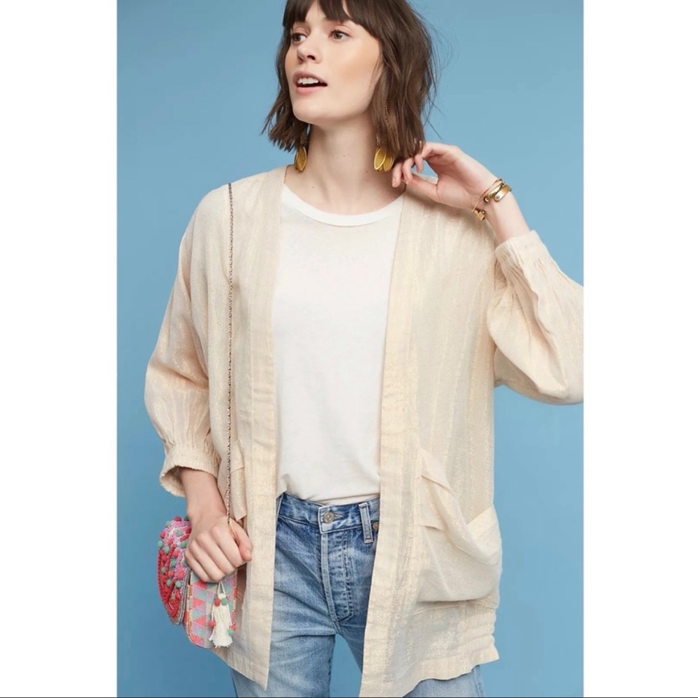 NWT Anthropologie Hei Hei Shimmer Daybreak Jacket. 3/4 Sleeve. XS/S